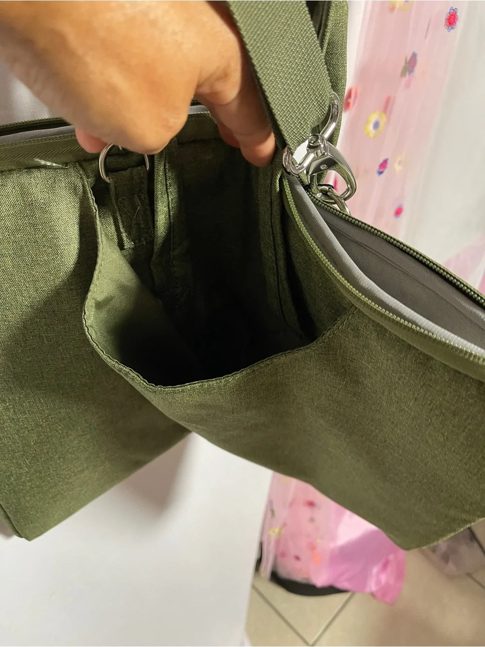 Olive Green Slim Laptop Messenger Bag